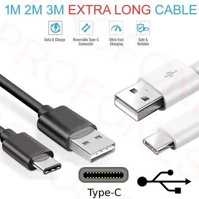 Type C / USB-C Data Sync Charger Cable Extra Long 1M 2M 3M For LG • £1.99