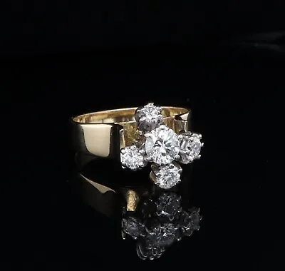 Vintage 1.23cttw Diamond Set 18ct Gold Cluster Ring Size M Val $8240 • $1775.81