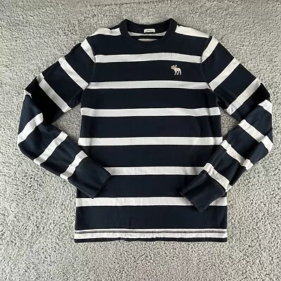 Abercrombie & Fitch Muscle Sweater Mens Large Blue White Striped Casual Moose • $16.91