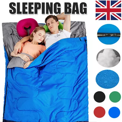 4 Season Double Sleeping Bag Waterproof Outdoor Camping Hiking Envelope Zip Bags • £11.99