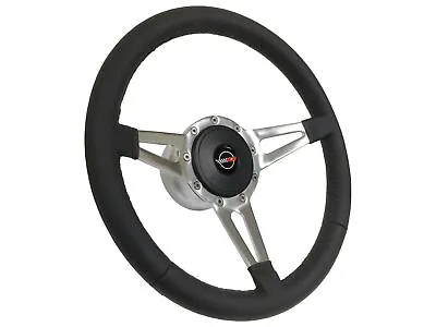 1984-89 C4 Corvette 9-Bolt Black Leather Steering Wheel Kit Slotted 3-Spoke • $320.59