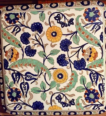 £122.16 • Buy Gien France Antique Pottery Fine Square Trivet Rounded Green Corners Collectible
