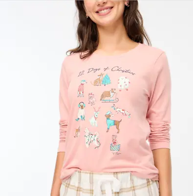 J.Crew Womens 12 Dogs Of Christmas Collector Graphic Tee Size Large • $32.39