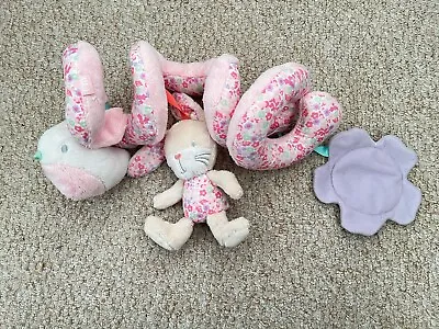 Mothercare Pink Bunny Pram Cot Spiral Soft Toy Plush Baby Toy • £6.99