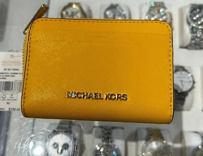 Michael Kors Women Medium Zip Around Card Case Coin Pouch Wallet Electric Pink • $57