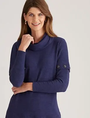 W LANE - Womens Tops -  Roll Neck Button Detail Brushed Knitwear Top • £16.18