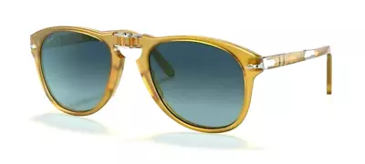 $264.99 • Buy Persol Steve McQueen 0714SM 204/S3 Opal Yellow / Polarized Blue Sunglasses NWT