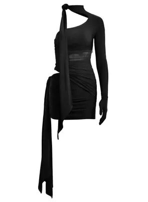 MUGLER X H&M Knot-detail One-shoulder Dress BNWT UK SIZE S SOLD OUT DESIGNER • £99.99