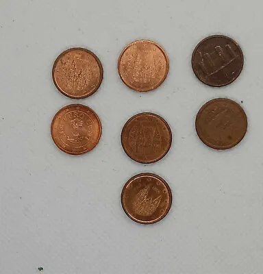 7 Coins  1   Cent  Euro  Ungraded But In Fair Condition  • £1.50