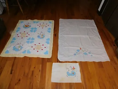 1985 Mattel Bunny Toddler Cross Stitch Quilt Handmade W/ Sheet Pillowcase • $17.99