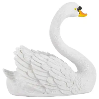 Large Elegant Swan Garden Sculpture - White Resin Pond Ornament • £19.10