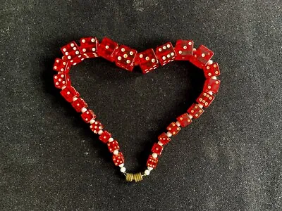 Necklace  • Vintage Red Bakelite Dice • Gift • $150