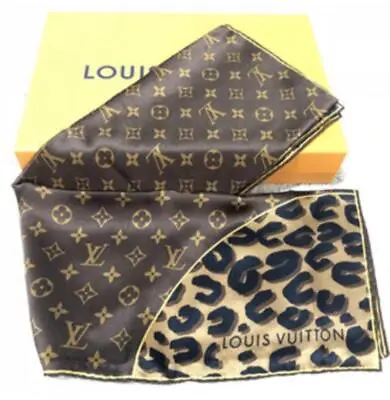 Louis Vuitton Scarf Monogram Leopard 100% Silk M72124 65 X 65 Cm With Box Ladies • £410.37
