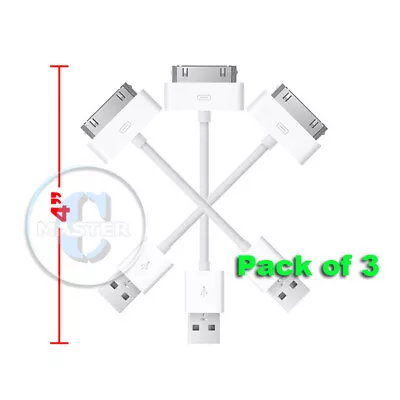 3X SUPER SHORT 4 Inch SYNC CHARGE 30-pin TO USB CABLE FOR IPHONE 4s 4 IPAD 3 2 1 • $10.99
