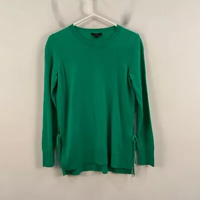 J.Crew Womens Small Pullover Sweater Top Green Thin Knit Side Slits Wool • $18.85