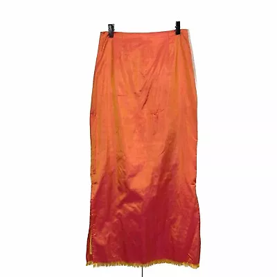 Free People Maxi Skirt Women’s S Silk Orange Pink Iridescent Fringe Mermaid Y2K • $60