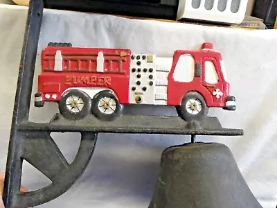 Vintage  Outdoor Dinner Farm Bell Wall Mount Fire Truck Pumper Cast Iron • $29.99