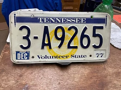 License Plate Tag Tennessee 3 A9265 “Volunteer State” 1977 Vintage Rustic USA • $9.25