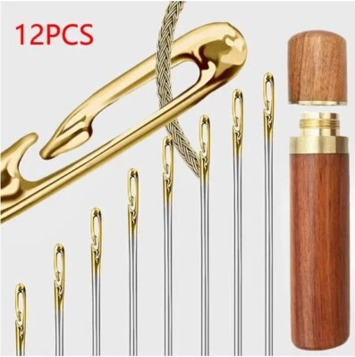 $6.50 • Buy Stainless Steel Self-threading 12Pcs Hand Sewing Needles Opening Needles US