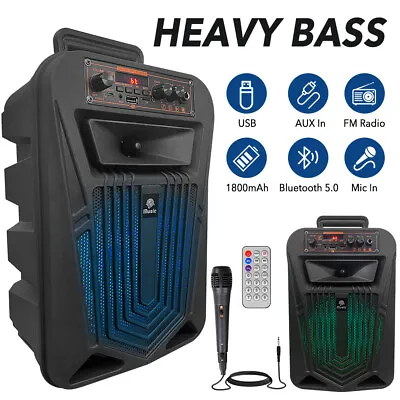 8  Portable Bluetooth TWS Speaker Mic Subwoofer Heavy Bass Sound System Party FM • £24.99