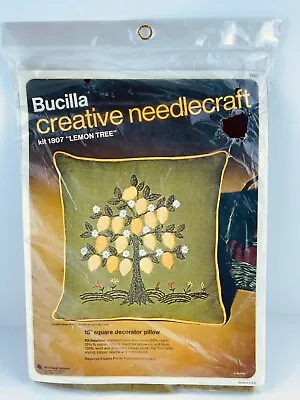 Vintage Bucilla Needlecraft Lemon Tree Pillow Kit NEW KIT 1807 • $39.97