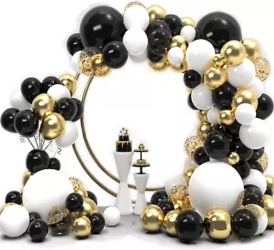 Black White Gold Balloon Garland Kit 114Pcs Black And Gold Party Decorations 4 • $12.31