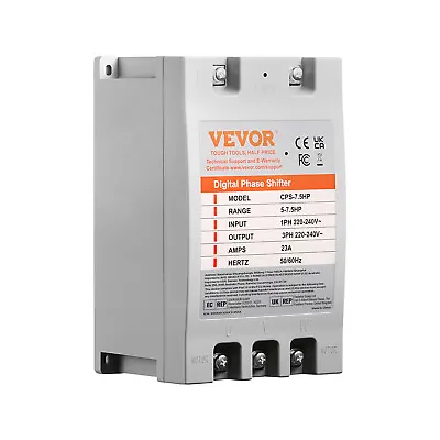 VEVOR 7.5HP Single 1 Phase To 3 Phase Converter Digital Phase Shifter 23A 220V • $133.99