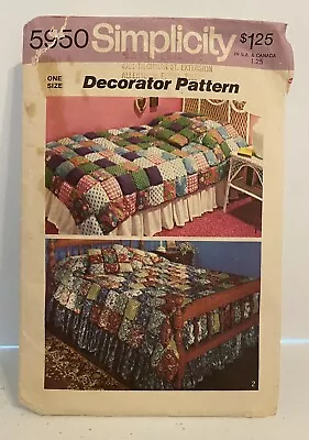 Vintage 1970’s Simplicity Decorator Pattern # 5950 Sewing Bed Quilt-Coverlet • $5.99