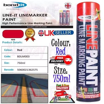 750ml Line Marker Spray Aerosol Paint Quick Drying Resin Warehouse Floor - Red • £9.25