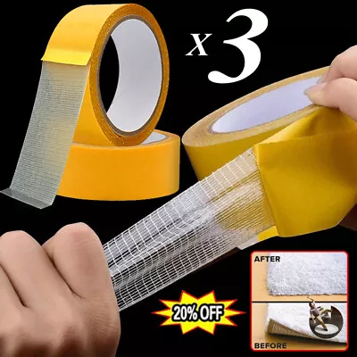  3PCS Strong Adhesive Double-sided Gauze Fiber Mesh Tape Waterproof Removable US • $8.99