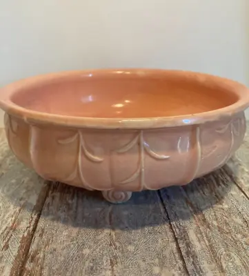 Vintage Nelson McCoy Peach Pink Salmon Low Bulb Bowl Planter 8 1/4  X 3 1/8  Ftd • $39.99