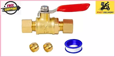 Lead-Free Brass Mini Ball Valve Shut Off Switch1/4 Inch Compression By 1/4 • $14.99