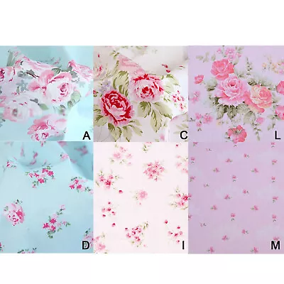 $8.90 • Buy Fat Quarter Bundle - Floral Cotton Fabric & Gingham In Pastel Pink Blue & White