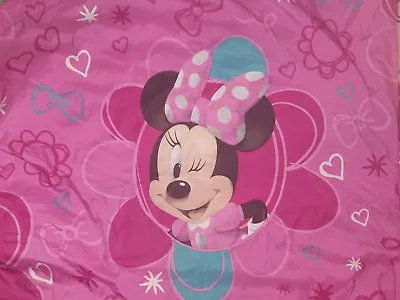 Disney MINNIE MOUSE Flat Sheet BOWS FLORAL Twin Full Home Bedding Hearts Pink • $14.66