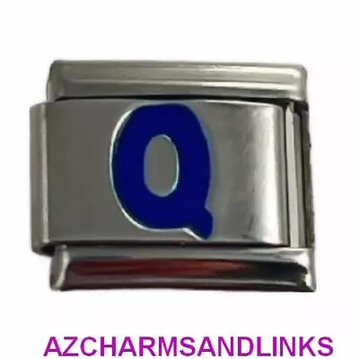 Blue Letter Q Italian Charm Bracelet Link Compatible With All 9mm Charms #Blue-Q • $2.39