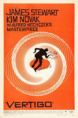 ALFRED HITCHCOCK'S VERTIGO Movie Poster STEWART AND NOVAK Suspense 20x30-RY2 • $9.99