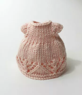 Hand Knitted Small Pale Peach Cotton Dress For 7 Inch Toy Dolls Or Animals • £4.50