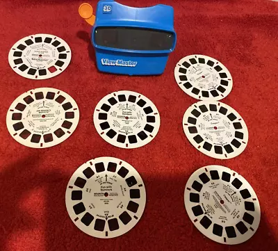 VIEW MASTER Blue 3D VIEWER +7 Reels Lot  Casper 4159 Muppets Fun Numbers 3029 • $22