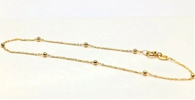 £31.95 • Buy 9CT GOLD BRACELET 7 Inch FLAT TRACE  BEAD BALL CHAIN 9 CARAT GOLD LADIES