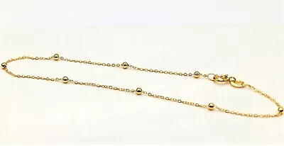 £31.95 • Buy 9CT GOLD BRACELET 7 Inch FLAT TRACE  BEAD BALL CHAIN 9 CARAT GOLD LADIES
