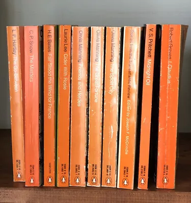 10 X Vintage Orange Penguin Books Paperbacks Job H E Bates. C P Snow. Etc • £8.99