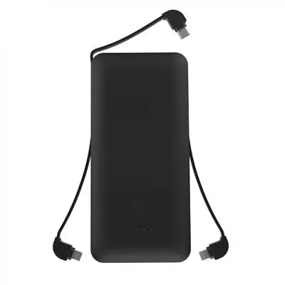 SLIM 10000mAh PORTABLE BATTERY CHARGER USB POWER BANK AC PLUG BUILT-IN CABLES • $43.16