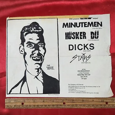 Vintage Raymond Pettibon - Minutemen  Husker DU  Dicks & Stains Punk Flyer • $849.99