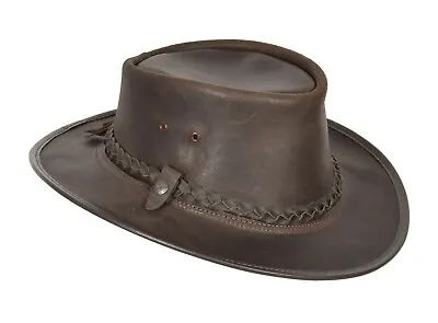 £40.49 • Buy Original Australian Bush Leather Hat Brown Real Leather Cowboy Style Leather Hat