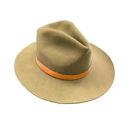 Vintage Mallory By Stetson Outland Hat Nu Khaki W/ Brown Leather Band. M 7-71/8  • $45