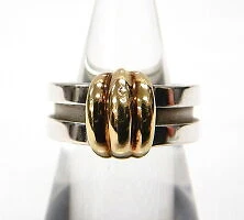 $240.17 • Buy M16 TIFFANY Co. Grooved Vads K18YG Ring No. 8 925 750 Silver Yellow Gold  057