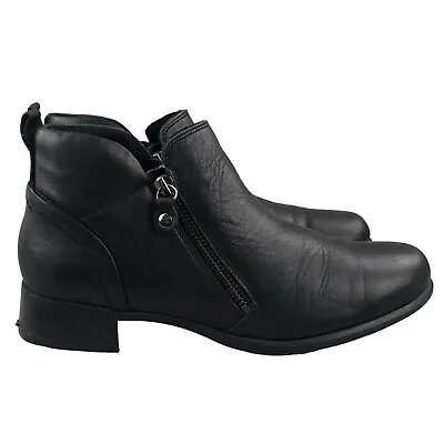 Munro Women's Size 8M Neko Black Leather Side Zip Block Heel Ankle Booties Boots • $97.55