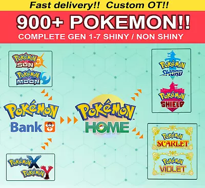 $10 • Buy Pokemon Home | 3DS FULL SHINY LIVING DEX Gen 1-7 | ALL Legendary 6IV | Custom OT