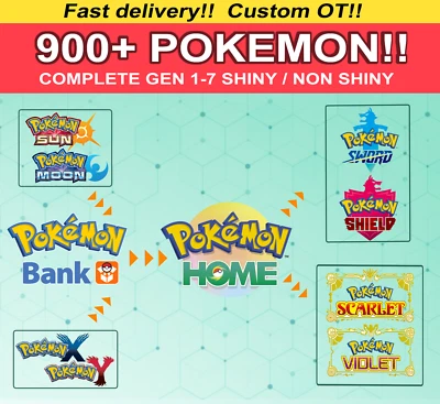 $10 • Buy Pokemon Home | 3DS FULL SHINY LIVING DEX Gen 1-7 | ALL Legendary 6IV | Custom OT