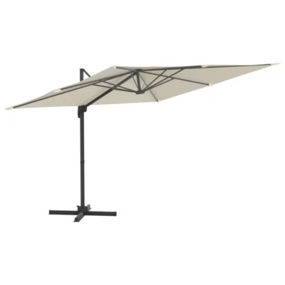 $530.72 • Buy 400x300 Cm Outdoor Garden Cantilever Umbrella Sun Shade Parasol With LED Lights